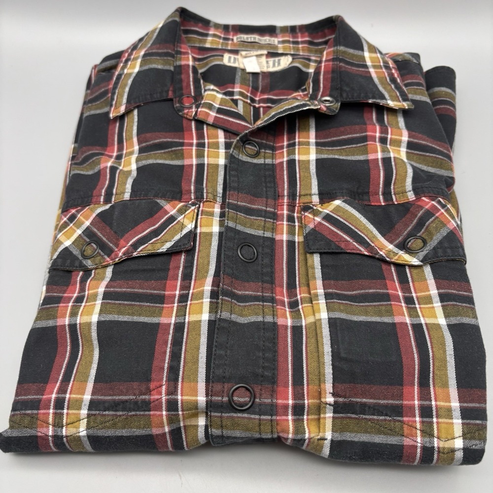 DULUTH TRADING CO Men's Sz L Black Plaid Shirt Snap Up Casual Outdoors - Picture 8 of 8